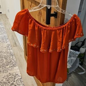 Women's Off-Shoulder Rust Top
